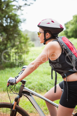 Woman riding her bike