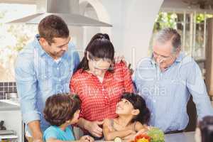Happy family in kitchen