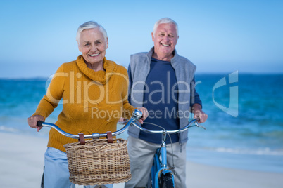 Senior couple with bikes