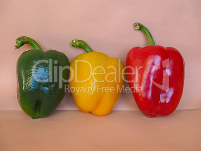 Yellow Green and Red Peppers vegetables