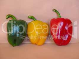 Yellow Green and Red Peppers vegetables