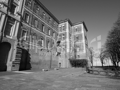 Rivoli Castle in Rivoli in black_and_white