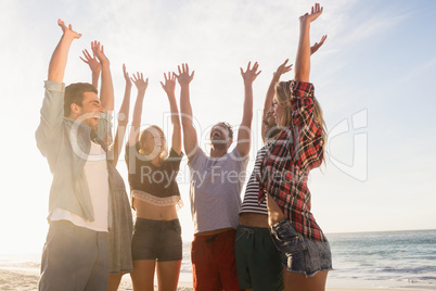 Happy friends giving high five