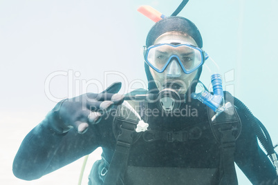 Young man on scuba training