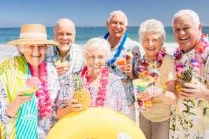 Senior friends drinking cocktails