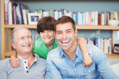 Portrait of happy multi genration family at home