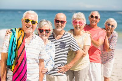 Portrait of senior friends at the beach