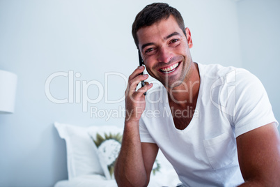 Portrait of man talking on phone