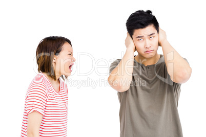 Young man and young woman into an argument