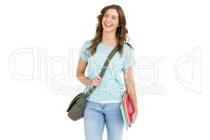 Young woman holding books