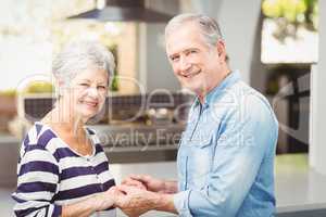 Portrait of happy senior couple holding hands