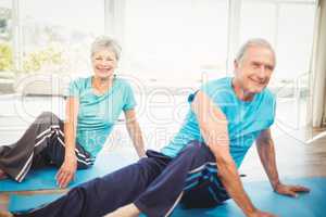 Senior couple doing yoga