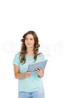 Young woman holding digital tablet