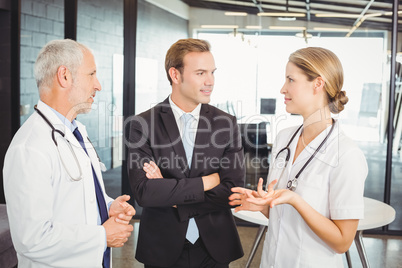 Medical team interacting with each other