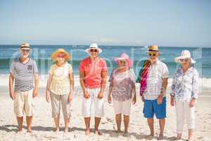 Portrait of senior friends at the beach