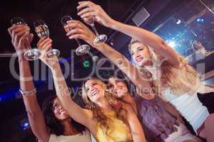 Pretty girls holding champagne glass