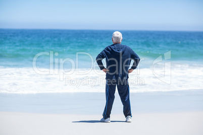 Handsome mature man facing the sea