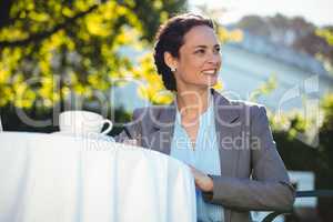 Businesswoman working with a coffee