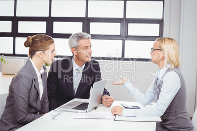 Business people discussing with client