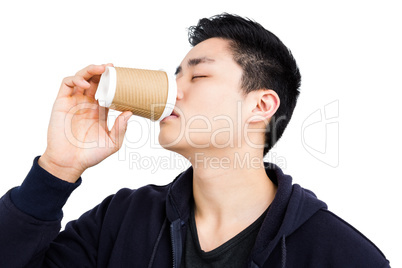 Young man having coffee