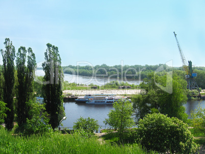 view to the river port in Chernihiv