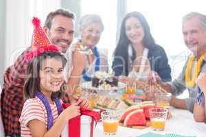 Happy family celebrating a birthday