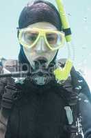 Young woman on scuba training