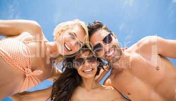 Happy friends having fun on beach