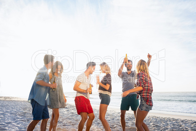 Happy friends dancing together