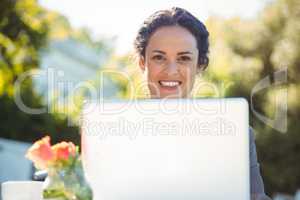 Businesswoman using laptop