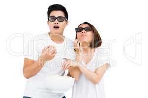 Young couple watching a 3d movie