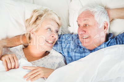 Overhead view of cheerful couple