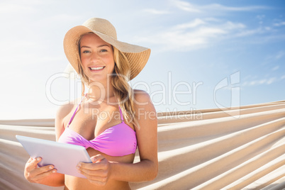 Woman using tablet pc