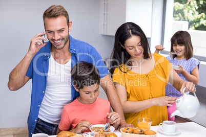 Happy family in kitchen