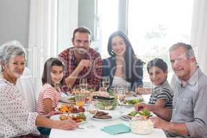 Family together having meal