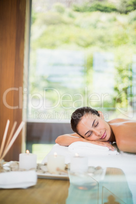 Woman relaxing during spa treatment