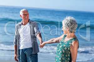 Senior couple holding hands