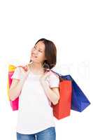 Young woman holding shopping bags