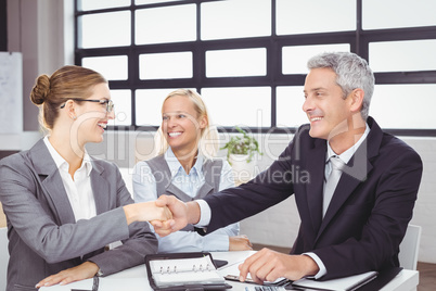 Business people handshaking during meeting