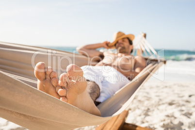 Man sleeping in hammock