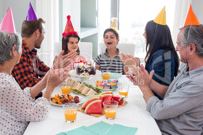 Happy family celebrating a birthday