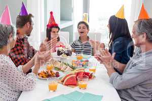 Happy family celebrating a birthday