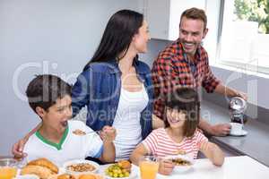 Happy family in kitchen