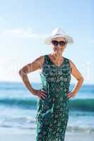 Senior woman posing with sunhat