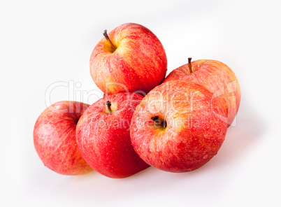 five red apples on isolated background