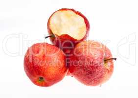 one red apple biten off with isolated background