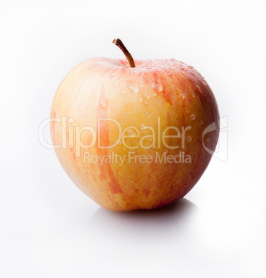 one yellow apple on isolated background