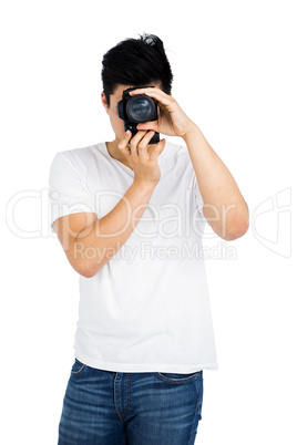 Man photographing with camera