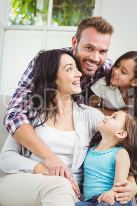 Happy family with daughters