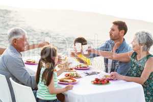 Happy family having a picnic at the beach